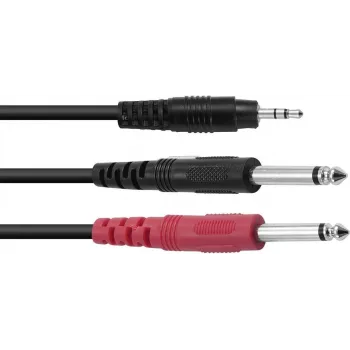 Cable adaptador de audio Omnitronic 3,5 mm a 2×3,5 mm, serie ECO, 3 m