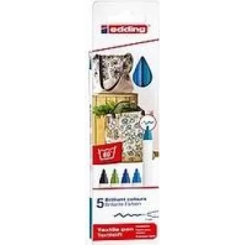 Set de rotuladores Edding 4600 rotuladores de fibra, 5 uds., multicolor, envase caja, fabricado en Alemania