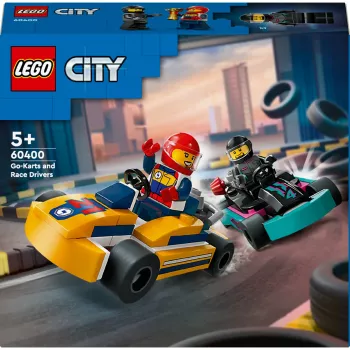 Juguete de construcción LEGO 60400 City Karts con pilotos — set de juego con minifiguras y vehículos
