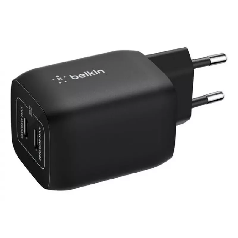 Cargador dual USB-C Belkin ENA007KQBK 65W – función de carga dual USB-C PD para portátiles y dispositivos móviles