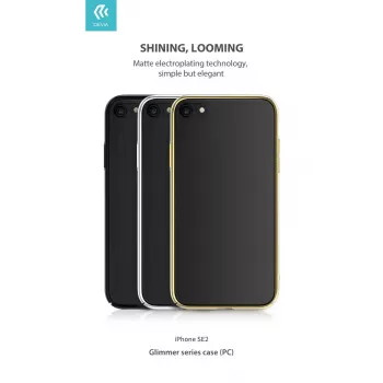 Funda protectora Devia Glimmer Series para iPhone SE2, dorado, parte trasera rígida de PC