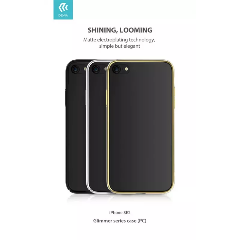 Funda protectora Devia Glimmer Series para iPhone SE2, dorado, parte trasera rígida de PC