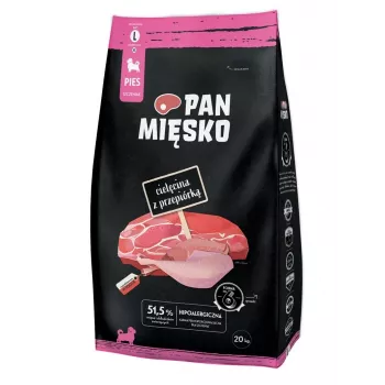 PAN MIĘSKO ternera con codorniz (cachorro) crujiente L - pienso seco para perros - 20 kg