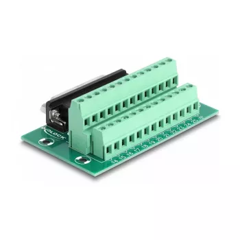 DeLOCK D-Sub 25 polos conector hembra a regleta de bornes para carril DIN 51 mm x 86 mm x 30 mm