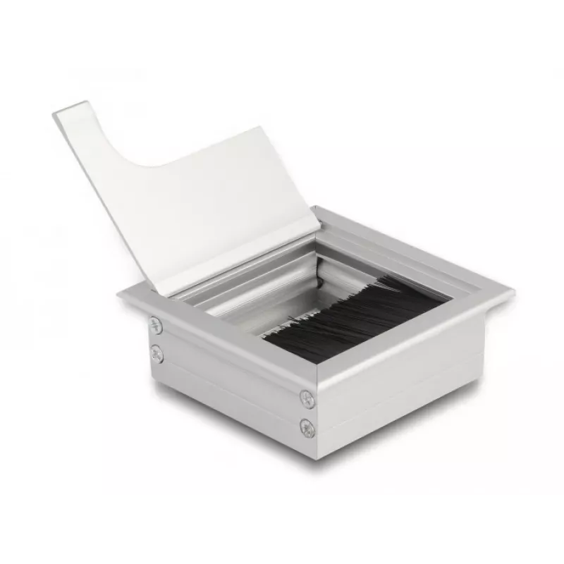 Pasacables DeLOCK para montaje en mesa con cepillo 80x80x28 mm plata