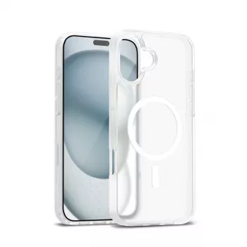Funda MagSafe magnética Crong Hybrid Matte para iPhone 17 — blanco translúcido, PC+TPU