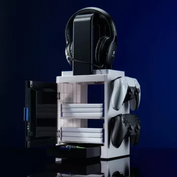 Numskull Games PS5 Inspired Gaming Locker, soporte para discos de juegos, PlayStation 5, Gris, Con cable, 1 ud.