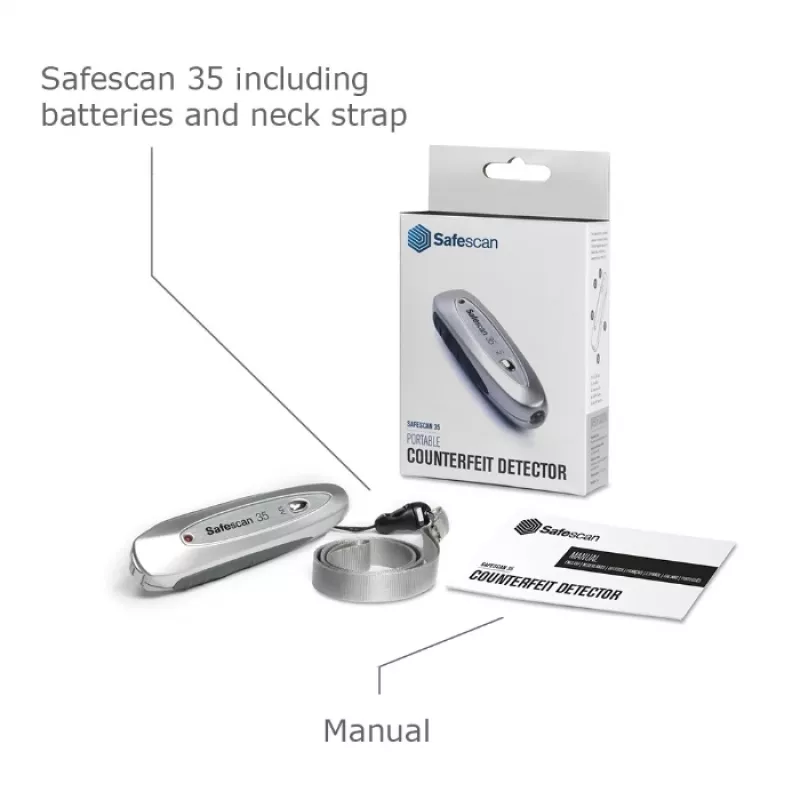 Safescan 35 detector portátil de billetes falsos, UV / magnético / hilo de seguridad