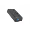 Natec Mantis 2 NHU-1557 hub USB 3.0 de 4 puertos, entrada USB Type-B, interruptores de encendido/apagado, adaptador de corriente, negro