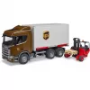 Camión logístico Scania Super 560R UPS con carretilla elevadora