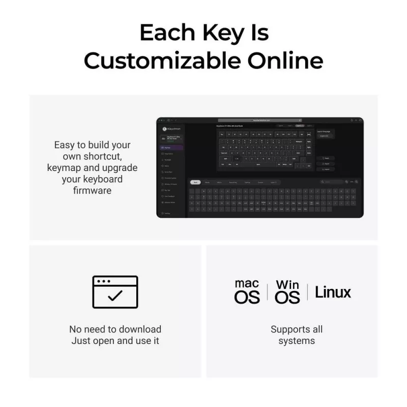 Teclado mecánico Keychron V1 Ultra 8K — formato 75%, QWERTY, Bluetooth, RGB, negro