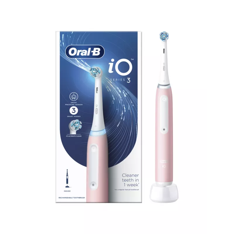 Cepillo de dientes eléctrico Oral-B iO3 Serie recargable para adultos número de cabezales incluidos 1 Blush Pink número de modos de cepillado 3