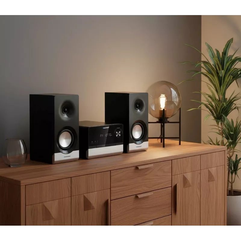 Microcadena de audio para el hogar BLAUPUNKT MS40.2BT — 2×50 W RMS, Bluetooth, CD, USB, HDMI ARC, entrada óptica, indicador LED (negro)