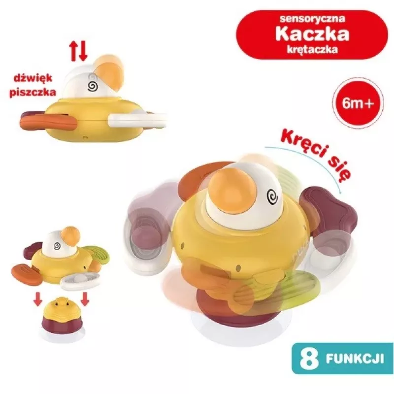 Pato de peluche sensorial interactivo Ascato 122946 — textura suave, diseño multicolor