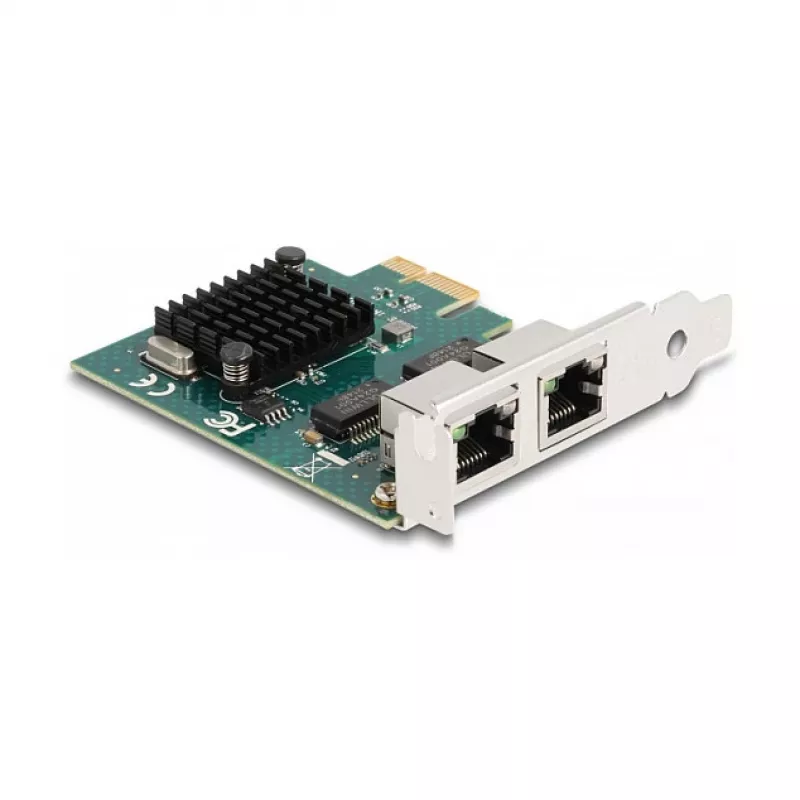 Tarjeta DeLOCK PCI Express x1 2 x RJ45 Gigabit LAN BCM gris