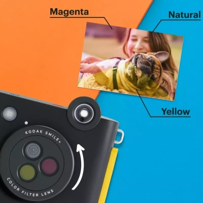 Cámara instantánea Kodak SMILE+ 2x3 Negra — cámara instantánea portátil con copias 2×3
