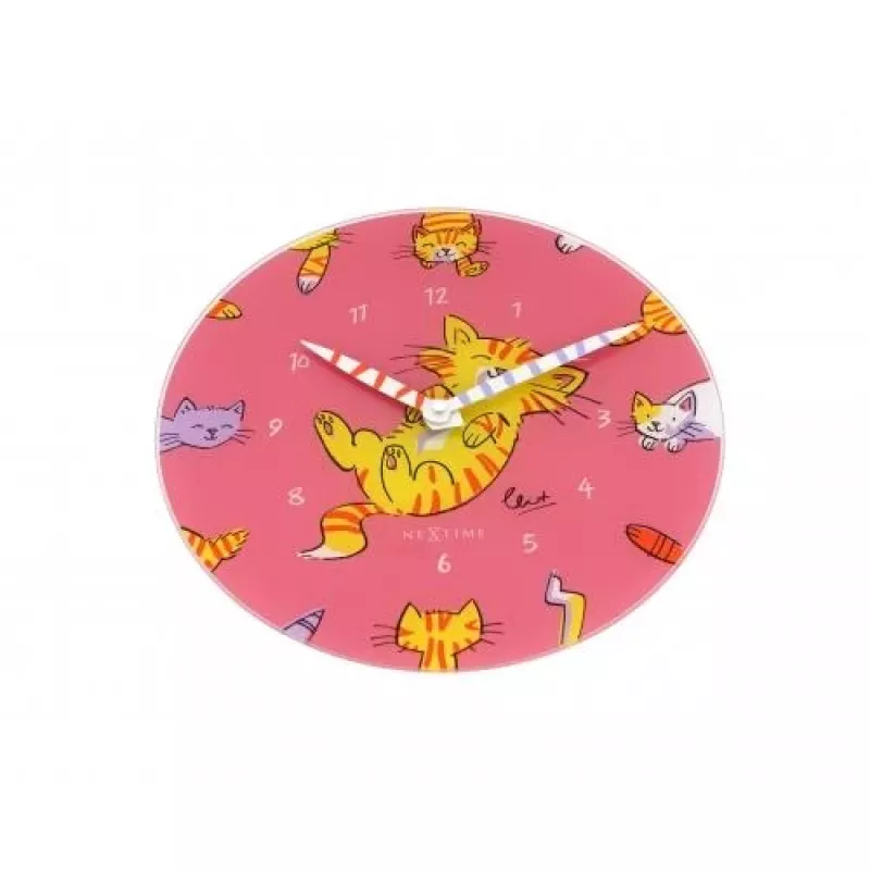 Reloj NeXtime 8810 Tickle My Tummy, Ø30 cm, pared, rosa/multicolor