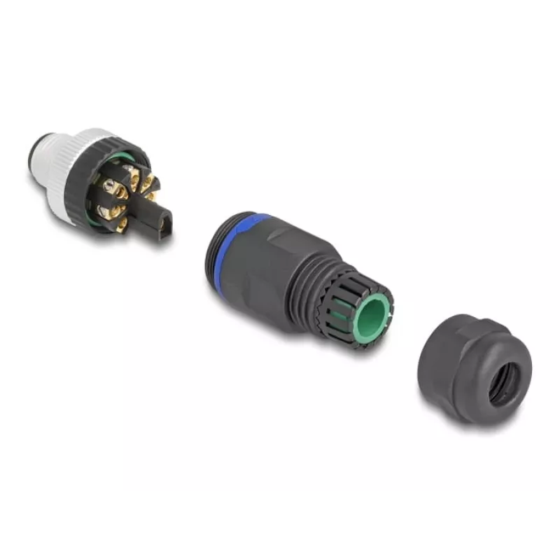 Conector M12 DeLOCK codificado A de 8 polos conector macho conexión por tornillo