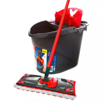 VILEDA Ultramat 2in1 Complete Box – sistema de fregona plana recargable, cabezal universal