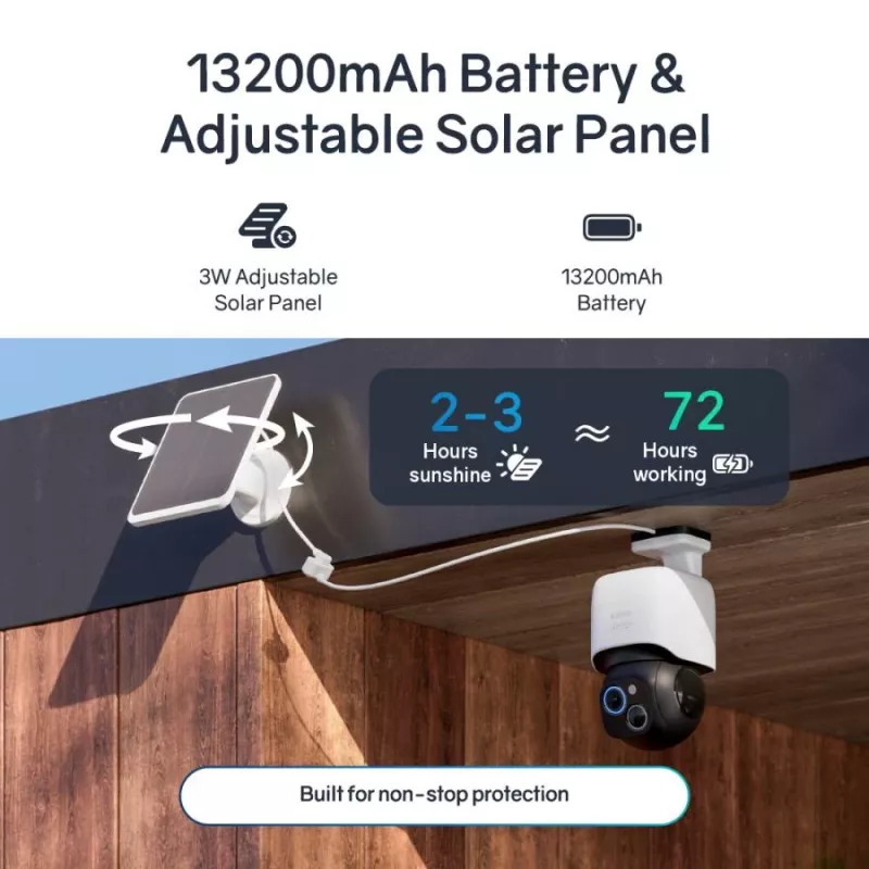 Safemo ST1 SolarCam vídeo 4K UHD, zoom 8x, visión 132°, visión nocturna, Wi-Fi 2,4 GHz, 3W solar, blanco