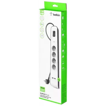 Protector de sobretensión Belkin BSV401CA2M negro blanco 4 tomas de corriente 2 m