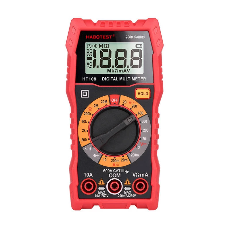 Multímetro Habotest HT108L – DC hasta 600 V, AC hasta 600 V, rango de 10 A