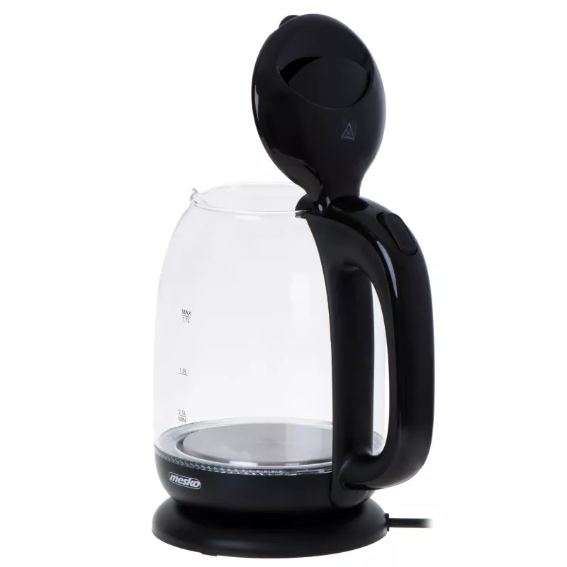 Mesko | Hervidor | MS 1302b | Eléctrico | 2200 W | 1,7 L | Vidrio | Base giratoria 360° | Negro