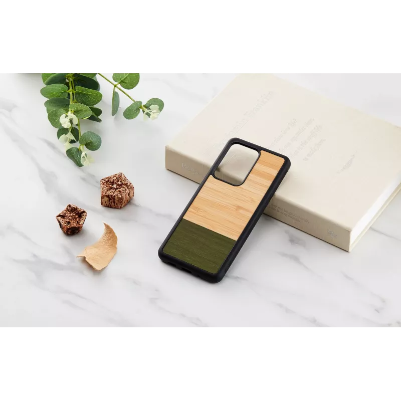 Funda para móvil Man and Wood Galaxy S20 Ultra bambú negro — parte trasera protectora, inserto de bambú natural