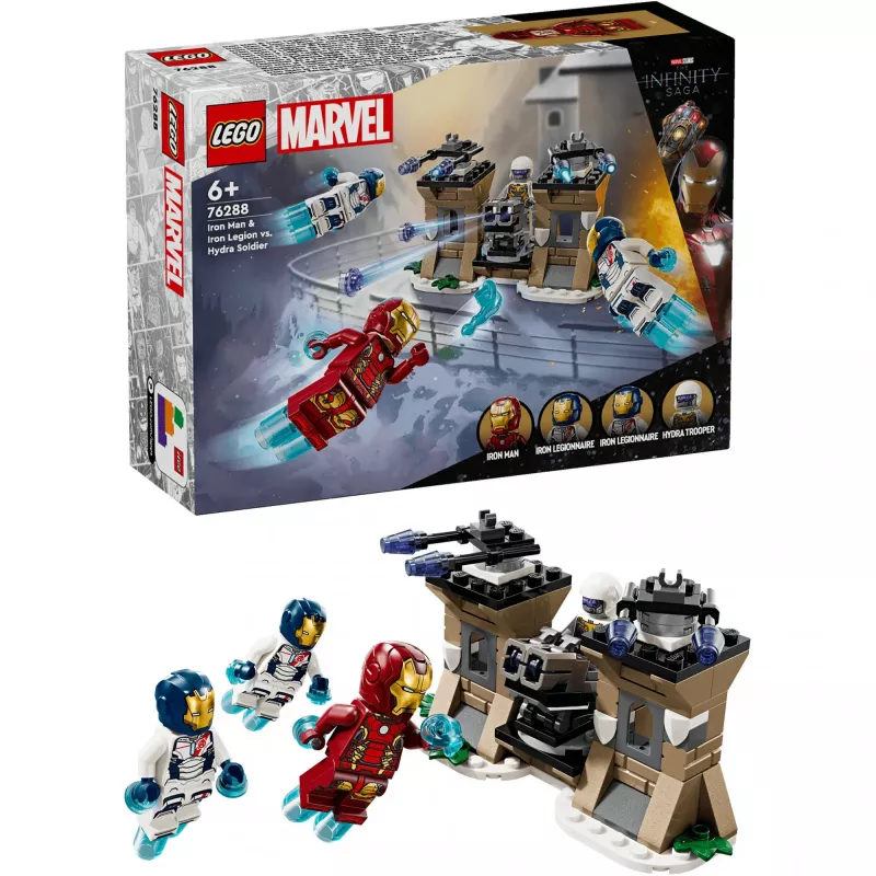 Set de construcción LEGO 76288 Marvel Super Heroes Iron Man Iron Legion con minifigura de soldado HYDRA, modelo construible