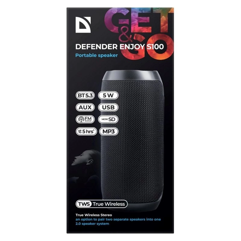 Defender Enjoy S100 Altavoz Bluetooth, 5 W, negro