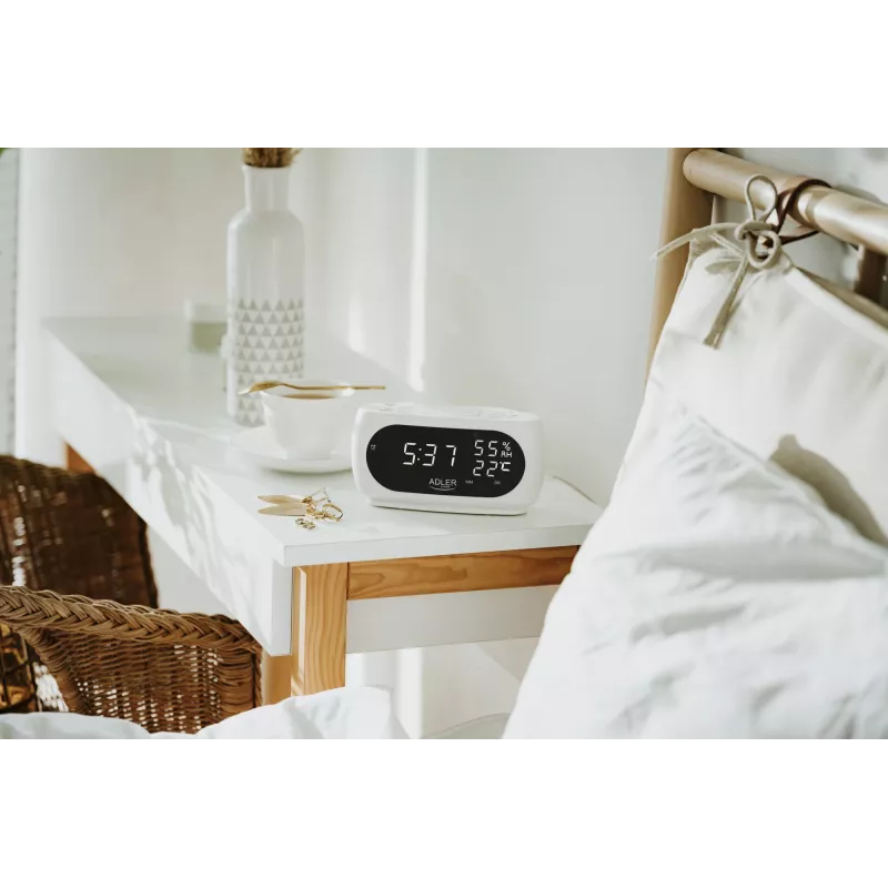 Adler AD 1186W despertador digital negro, blanco