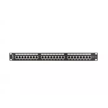 Patch panel 1U LANBERG PPS5-1024-B — 24 puertos RJ-45 Cat5, metal, negro, montaje en rack