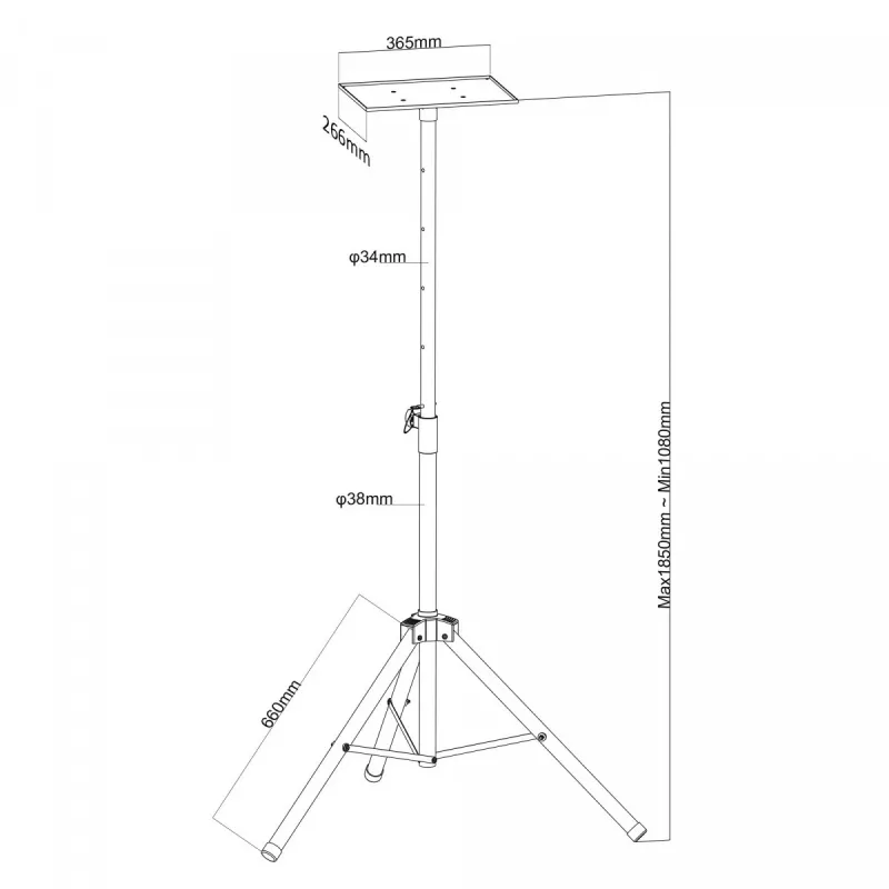 Soporte de techo para proyector MACLEAN MC-953 — acero, altura ajustable 1,2–1,7 m