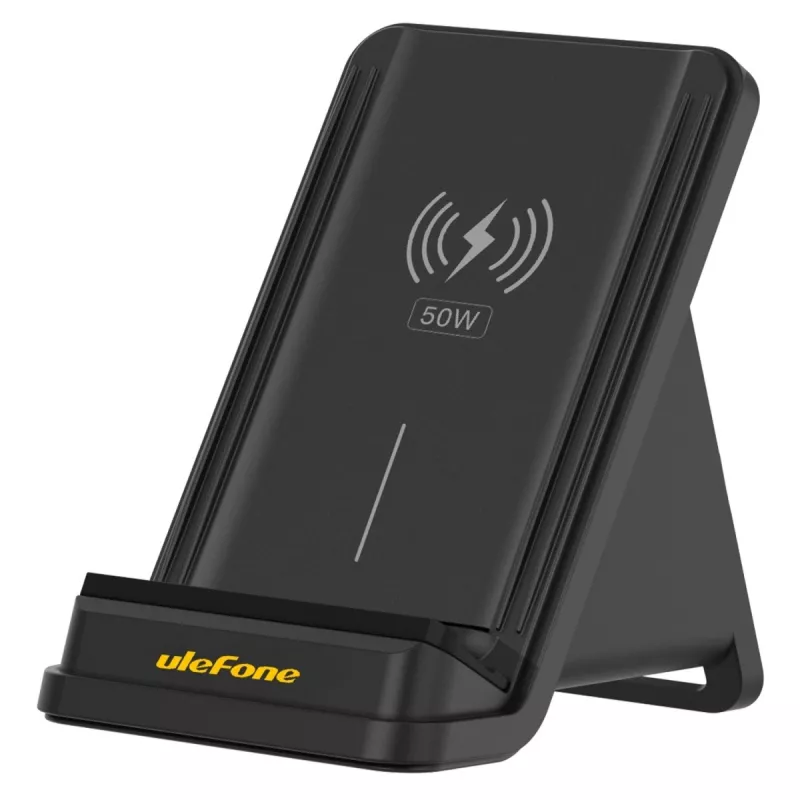 Cargador de sobremesa UleFone WCS01 – 50 W USB Type-C, carga rápida inalámbrica, negro
