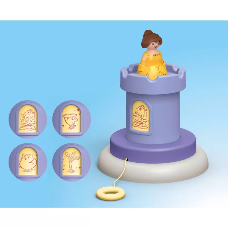 PLAYMOBIL JUNIOR y Disney: torre de juego de Bella con sonido | set de juego para niños pequeños de 1 a 3 años