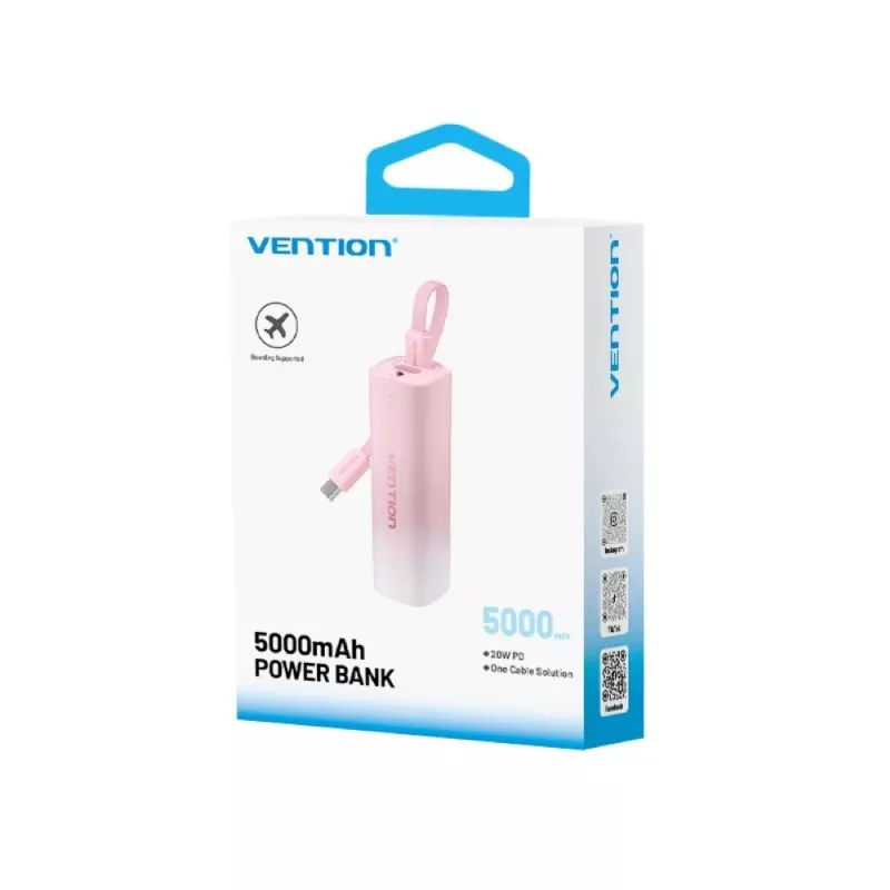 Powerbank Vention FHWR0, cargador portátil USB-C/USB-A, compatibilidad universal