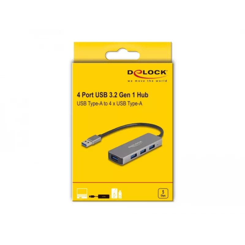 DeLOCK 63171 Hub USB 3.2 Gen 1 Type-A 5000 Mbit/s Gris