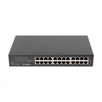 Switch no gestionado LANBERG RSGE-24 — 24× Gigabit Ethernet 1U, montaje en rack, negro