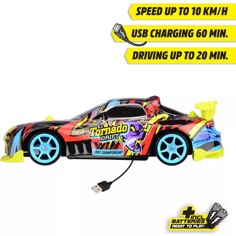 Coche RC Dickie Tornado Drift RTR 2,4 GHz – coche de drift montado listo para usar