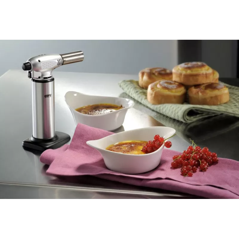 GEFU FUEGO Creme Brulee soplete de cocina G-35400, negro/acero inoxidable