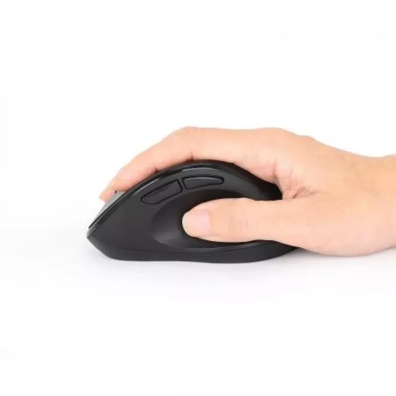 Manhattan Ratón inalámbrico ergonómico, para diestros, 800/1200/1600 dpi ajustables, 2,4 GHz (hasta 10 m), seis botones con rueda de desplazamiento, receptor combo USB-A y USB-C, negro, pila AA (incluida), tres años de garantía