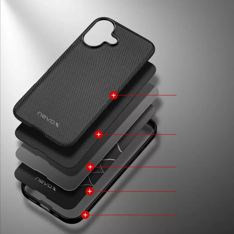 Funda protectora Nevox StyleShell NYLO para iPhone 17, 6,3 pulgadas, negra