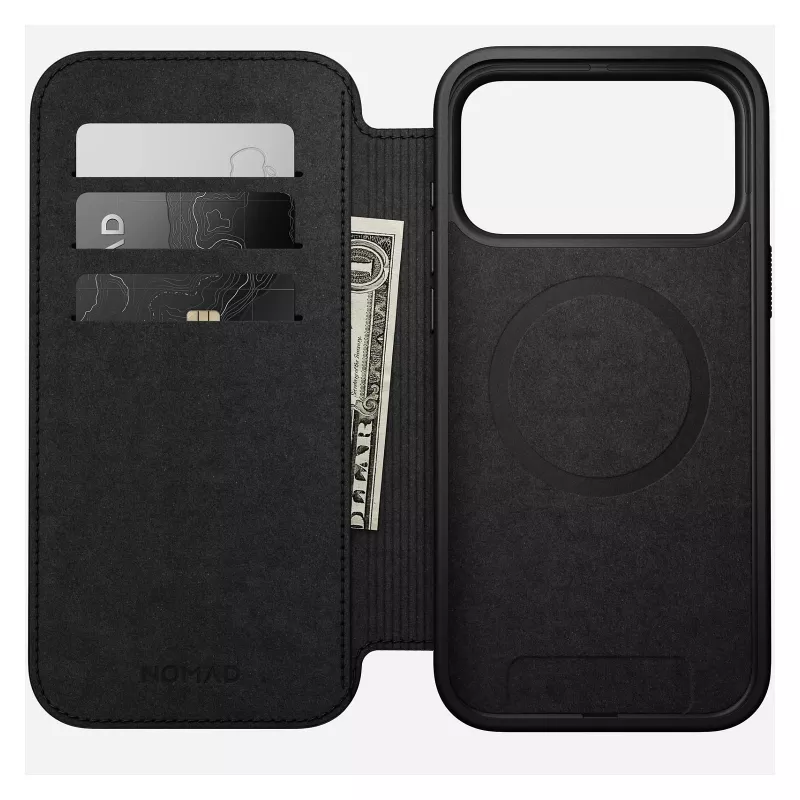Funda tipo folio para móvil Nomad Modern Leather Folio para iPhone 17 Pro Max – tan, compatible con pantalla de hasta 17,5 cm (6,9