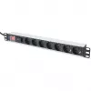 Regleta de enchufes de aluminio Digitus con interruptor, 7 tomas de seguridad, cable de 2 m con protección contra sobretensiones