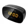 Muse M-150CR radiodespertador, PLL FM, pantalla LED ámbar con regulador de brillo, alarma (radio/zumbador), 230 V con batería de respaldo 2x AAA, negro