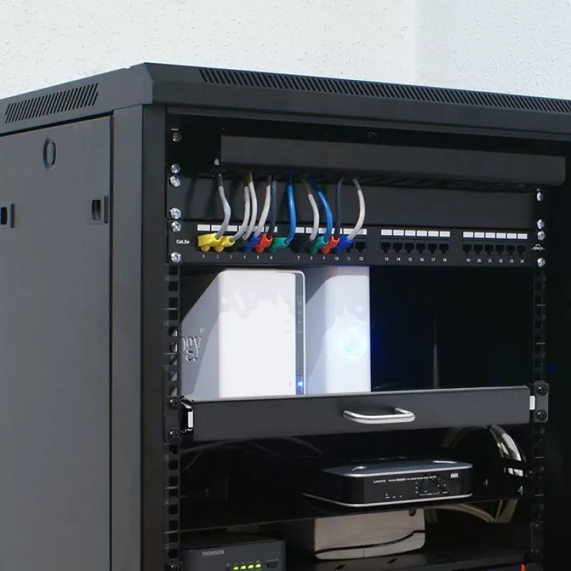 Qoltec 54509 bandeja deslizante de acero para rack, 600x600, negro