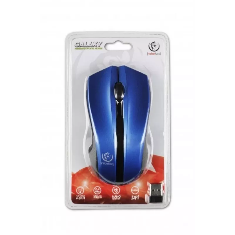 Ratón óptico inalámbrico Rebeltec Galaxy azul/negro