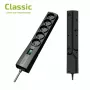 EVER CLASSIC T/LZ09-CLA015/0000 regleta con protección contra sobretensiones, 5 tomas tipo E, 250 V, cable de 1,5 m, con interruptor, protección infantil, negra