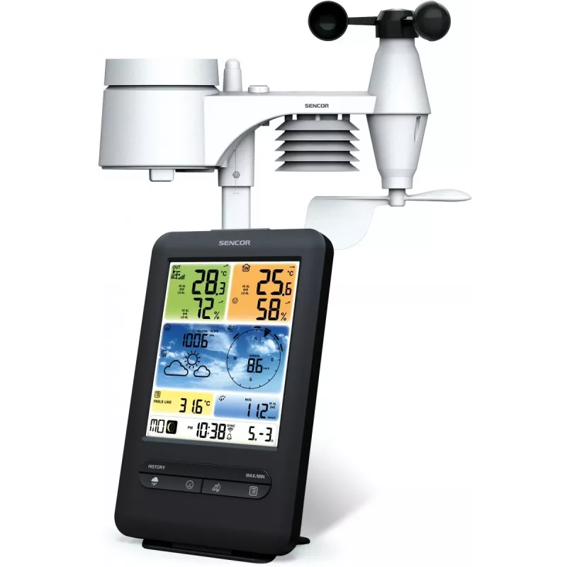 Sencor SWS 9898 Estación meteorológica Wi-Fi profesional con sensor 5-in-1, negra