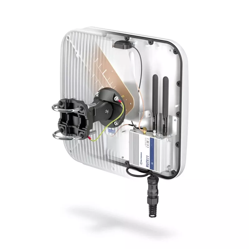 QuWireless QuMax XR AXRL antena LTE direccional, 7 dBi, doble polarización, PoE/LAN, IP67, para Teltonika RUT240/950/955/X09/X11, blanca
